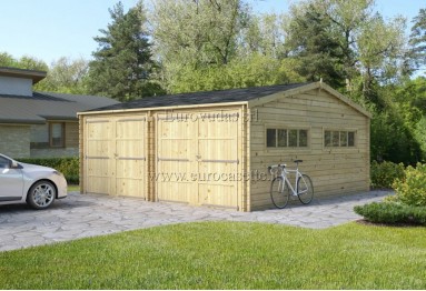 Double C-Garage in legno 36m² (6x6m), 44mm