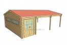 Double C-Garage in legno + Carport XXL 48m² (8x6m), 44mm