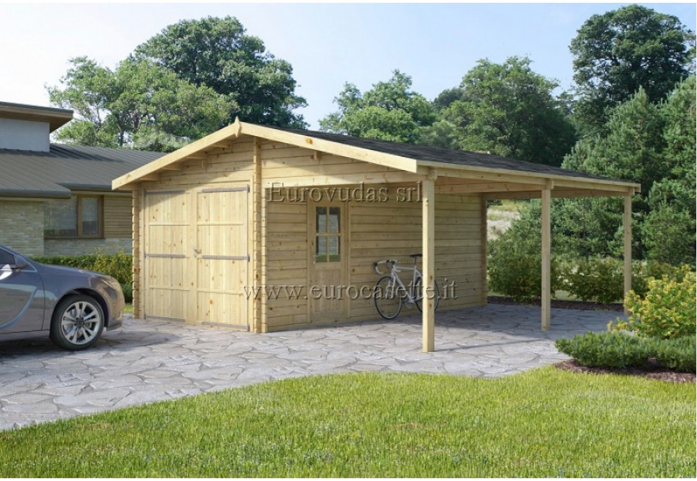 Garage in legno + Carport 36m² (6x6m), 44mm